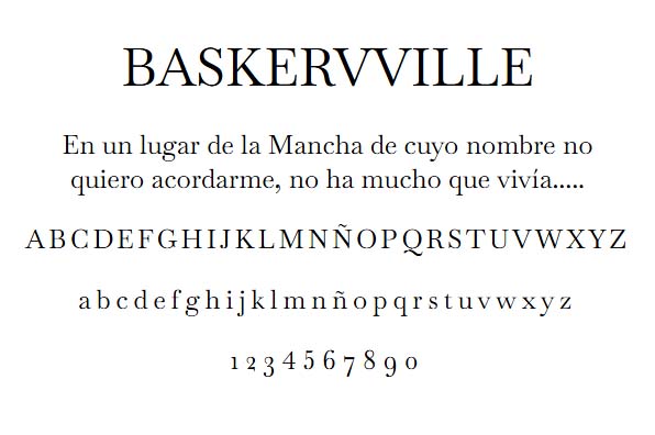 Ejemplo de la tipografía Baskervville