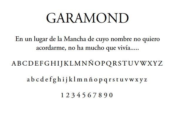 Ejemplo de la tipografía Garamond