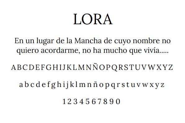 Ejemplo de la tipografía Lora