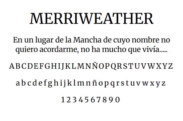 Ejemplo de la tipografía Marriweather