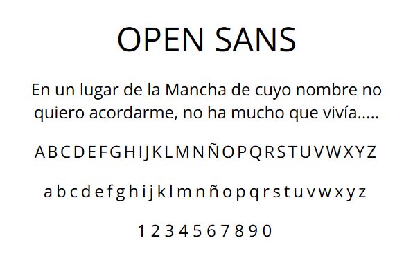 Ejemplo de la tipografía Open Sans