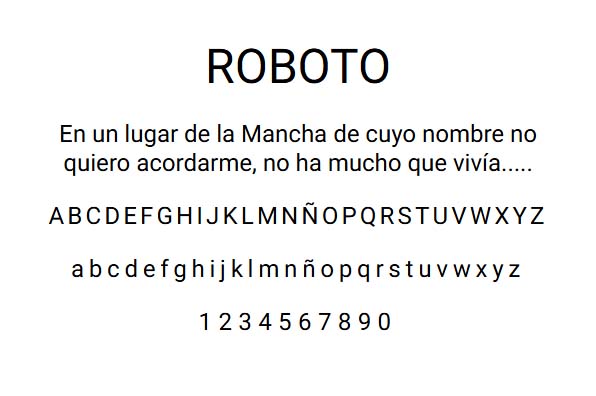 Ejemplo de la tipografía Roboto