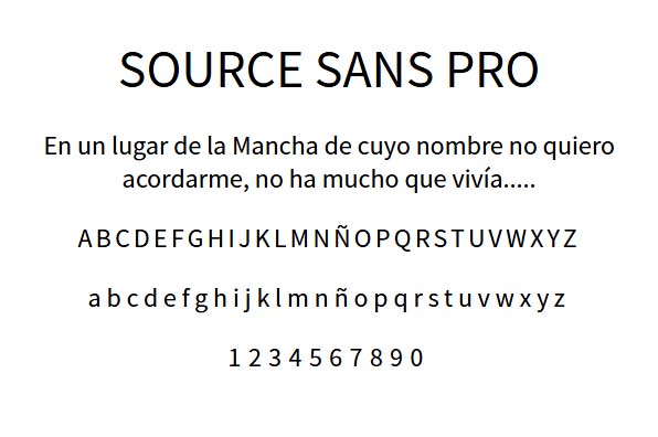 Ejemplo de la tipografía Source Sans Pro